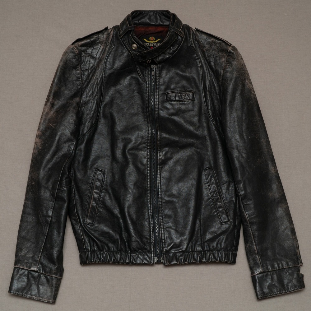 Vintage Y2k Famous Canada Les Industries Leather‎ 4617 Motorcycle Jacket 36